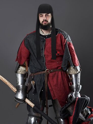 Jiuguva 2 قطعة قبعة القرون الوسطى قبعات الكتان بونيه مع اللوحات الأذن بونيه هالوين عيد الميلاد الفيكتوري تأثيري حلي in Kuwait