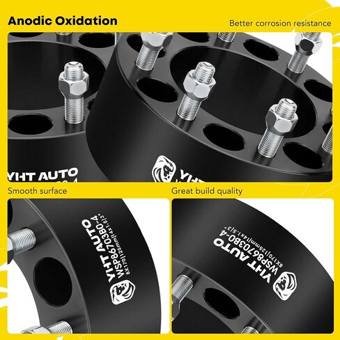 YHTAUTO 8x170mm Wheel Spacers 2 Inch Compatible with 2003-2023 Ford F-250/F-350 Super Duty, Excursion Tire Spacers w/ M14x1.5 & 12.9 Grade Studs, 50.8mm Hub Bore 8 Lug 4PCS Black Wheel Adapter in Saudi Arabia