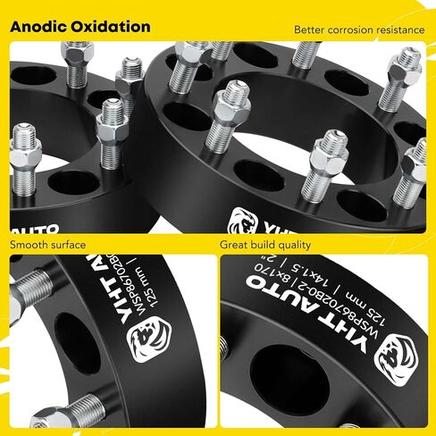 YHTAUTO 8x170mm Wheel Spacers 2 Inch Compatible with 2003-2023 Ford F-250/F-350 Super Duty, Excursion Tire Spacers w/ M14x1.5 & 12.9 Grade Studs, 50.8mm Hub Bore 8 Lug 4PCS Black Wheel Adapter in Saudi Arabia
