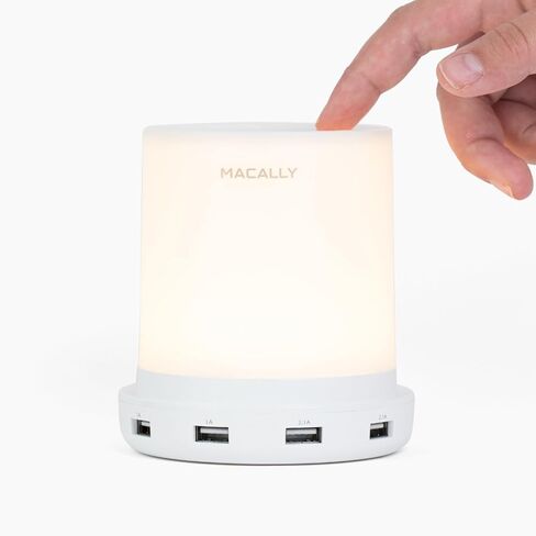Macally Small Touch Lamps for Nightstand - Bedside Lamp with USB Port - 3 Way Dimmable Short Table Lamp for Small Spaces - Use as Night Light and Charger in Bedroom in Saudi Arabia