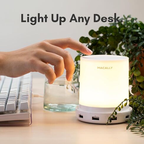 Macally Small Touch Lamps for Nightstand - Bedside Lamp with USB Port - 3 Way Dimmable Short Table Lamp for Small Spaces - Use as Night Light and Charger in Bedroom in Saudi Arabia