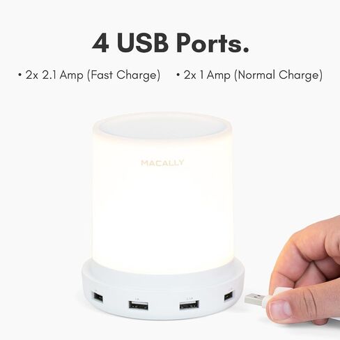 Macally Small Touch Lamps for Nightstand - Bedside Lamp with USB Port - 3 Way Dimmable Short Table Lamp for Small Spaces - Use as Night Light and Charger in Bedroom in Saudi Arabia