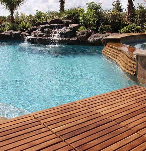 بلاط الأرضيات المتشابك EZ-Floor من Bare Decor بلمسة نهائية زيتية من خشب الساج الصلب (مجموعة من 10 قطع)، شرائح طويلة 9 in Saudi Arabia