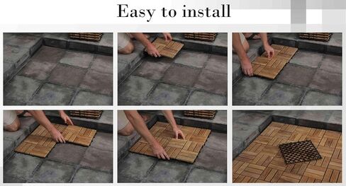بلاط الأرضيات المتشابك EZ-Floor من Bare Decor بلمسة نهائية زيتية من خشب الساج الصلب (مجموعة من 10 قطع)، شرائح طويلة 9 in Saudi Arabia
