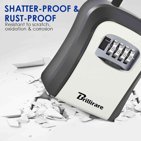 2 Pack Key Lock Box, Waterproof 4 Digits Combination Lockbox with Removable Shackle, Wall Mount Resettable Key Hider, Upgraded Large Password Boxes for Car House Office Apartment Keys-Grey in Kuwait