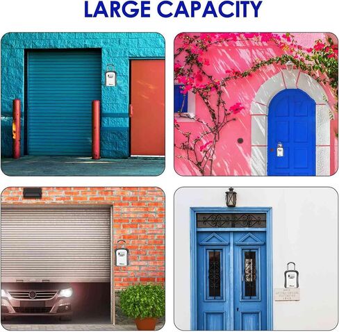 2 Pack Key Lock Box, Waterproof 4 Digits Combination Lockbox with Removable Shackle, Wall Mount Resettable Key Hider, Upgraded Large Password Boxes for Car House Office Apartment Keys-Grey in Kuwait