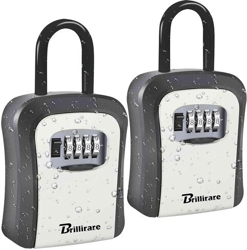 2 Pack Key Lock Box, Waterproof 4 Digits Combination Lockbox with Removable Shackle, Wall Mount Resettable Key Hider, Upgraded Large Password Boxes for Car House Office Apartment Keys-Grey in Kuwait