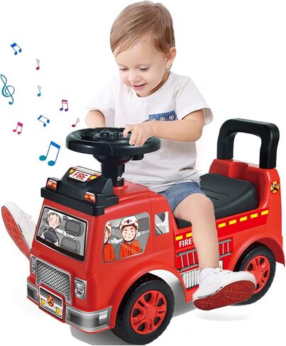 Ride On Push for Kids 3 Years, Ride On Toy with Music & Steering Wheel, Toddler Foot-to-Floor Sliding Toy Four-Wheel Big Tire in Kuwait