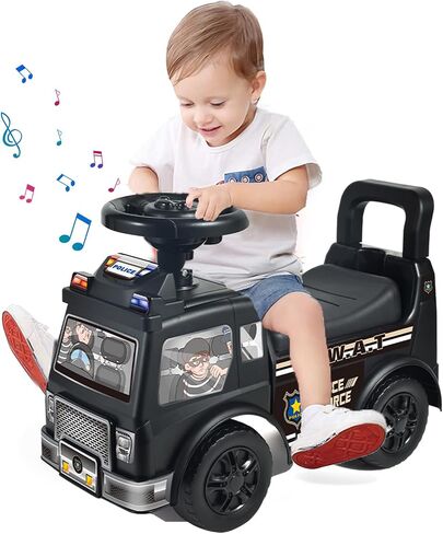 Ride On Push for Kids 3 Years, Ride On Toy with Music & Steering Wheel, Toddler Foot-to-Floor Sliding Toy Four-Wheel Big Tire in Kuwait