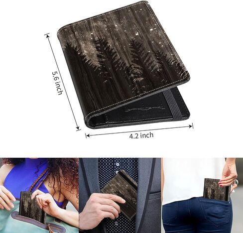 محفظة غطاء حامل جواز السفر أساسيات السفر RFID حافظة جلدية غطاء جواز السفر محفظة اللقاح فتحة بطاقة منظم للرجال والنساء، سماء مرصعة بالنجوم الخشبية in Kuwait