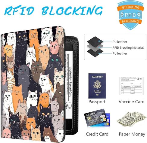 محفظة غطاء حامل جواز السفر أساسيات السفر RFID حافظة جلدية غطاء جواز السفر محفظة اللقاح فتحة بطاقة منظم للرجال والنساء، سماء مرصعة بالنجوم الخشبية in Kuwait