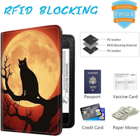 محفظة غطاء حامل جواز السفر أساسيات السفر RFID حافظة جلدية غطاء جواز السفر محفظة اللقاح فتحة بطاقة منظم للرجال والنساء، سماء مرصعة بالنجوم الخشبية in Kuwait