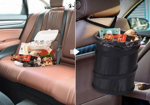 Ginsco 2 Gallon Car Trash Can, 2 Pack Collapsible Pop-up Car Trash Can, Car Trash Bag Garbage Bin with Elastic Band, Portable Trash Can for Car, Multipurpose Trash Bin for Car/Truck/Minivan in Saudi Arabia