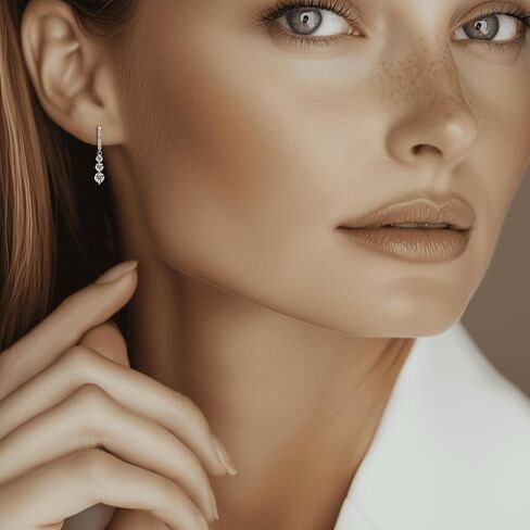 Moissanite Three-stone Diamond Drop Earrings for Women S925 Rodium Vermeil Sterling Silver Trilogy Dangle for Wife Girlfriend Mom Gifts for Her Daughter on Birthday Wedding Anniversary in Kuwait