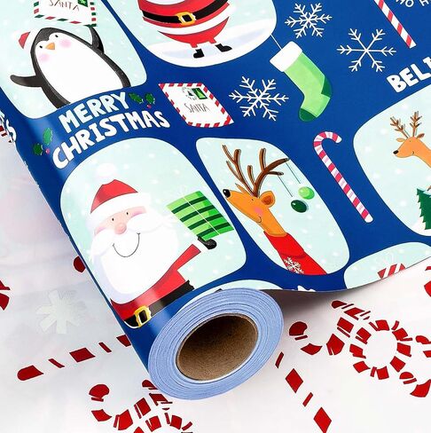 Merture Christmas Wrapping Paper Roll - 30 In X 100 Ft (254.4 sq.ft.ttl.) Elegant Gift Wrap with Watercolor Berry & Bloom Design for Christmas, Birthday, Valentines Day in Kuwait