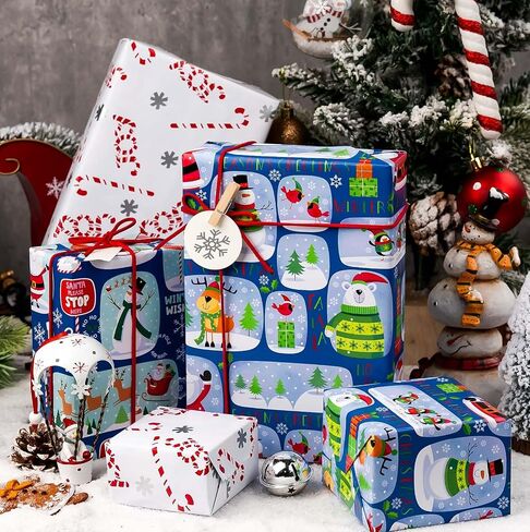 Merture Christmas Wrapping Paper Roll - 30 In X 100 Ft (254.4 sq.ft.ttl.) Elegant Gift Wrap with Watercolor Berry & Bloom Design for Christmas, Birthday, Valentines Day in Kuwait