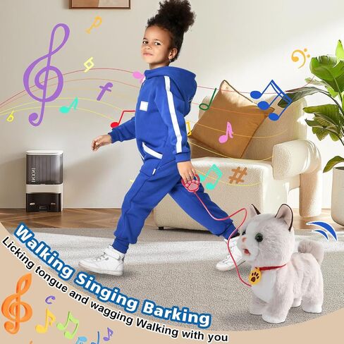 Walking Cat Set Interactive Talking Cat Toy Kitten Repeat What You Say Robot Cat Toy for Girl Singing Dancing Touch Control Cat with Leash Wagging Tail Nodding Plush Electric Ragdoll Kitty Cat for Kid in Saudi Arabia