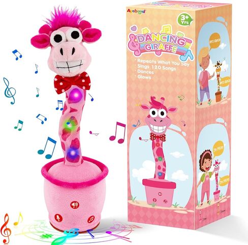 ayeboovi لعبة الزرافة الناطقة الراقصة للأطفال، لعبة تسجيل تحاكي الغناء تكرر ما تقوله، زرافة مشمسة تغني 120 أغنية للأطفال الصغار ألعاب من القطيفة للأطفال الذين يعانون من التوحد لأعمار 3 4 5 6 سنوات فما فوق in Kuwait