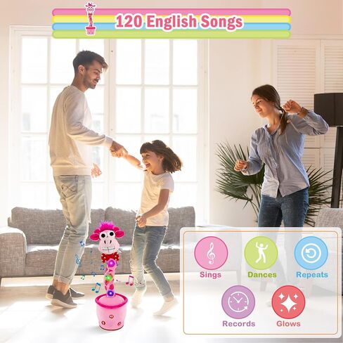 ayeboovi لعبة الزرافة الناطقة الراقصة للأطفال، لعبة تسجيل تحاكي الغناء تكرر ما تقوله، زرافة مشمسة تغني 120 أغنية للأطفال الصغار ألعاب من القطيفة للأطفال الذين يعانون من التوحد لأعمار 3 4 5 6 سنوات فما فوق in Kuwait