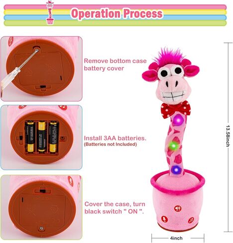 ayeboovi لعبة الزرافة الناطقة الراقصة للأطفال، لعبة تسجيل تحاكي الغناء تكرر ما تقوله، زرافة مشمسة تغني 120 أغنية للأطفال الصغار ألعاب من القطيفة للأطفال الذين يعانون من التوحد لأعمار 3 4 5 6 سنوات فما فوق in Kuwait