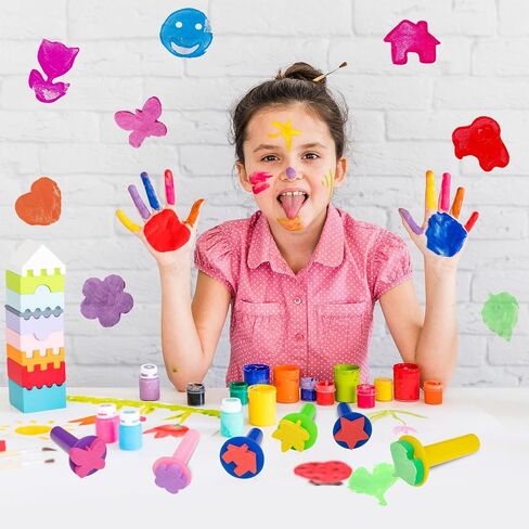 12Pcs Paint Stamps for Kids, Sponge Brushes for Painting, Sponge Foam Stamps for Early Learning Finger Paint Sponge Brushes Foam Art Drawing Tools in Kuwait
