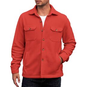 COOFANDY Men's Polar Fleece Shacket Long Sleeve Casual Button Down Shirt Jacket with Pockets
