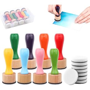 Briartw 8-Color Ink Blending Tool Set with Foam Applicators & Storage Box for Crafting, Scrapbooking, Card Making, Paper Crafts – Ergonomic Handle & Strong Hook-and-Loop Attachment
