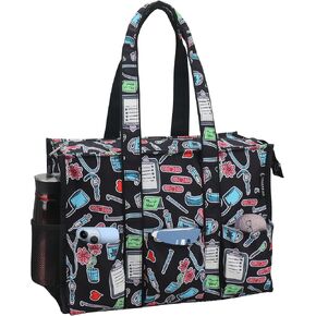 ABAMERICA Nurse Bags for Work Nursing Bag Multiple Pockets Waterproof Organizing Zip Top Clinical Bag for Nursing Students