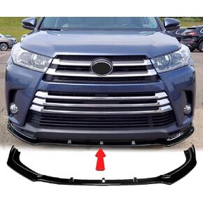 Gloss Black Front Bumper Lip Spoiler Splitter Fit For Toyota Highlander SE/LE/XLE/Hybrid/Limited 2017 2018 2019 Air Dam Chin Body Kit Accessories