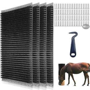 Sovipal Upgraded Equine & Bovine Massage Brush Kit - Soft Touch Itchin Post Pad- Animal Scratchers for Safe and Satisfying Itch Relief with Hoof Pick- 4Pieces