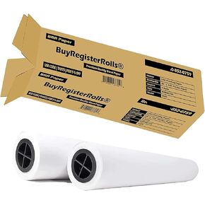 36’’ x 150’ Plotter Paper (New & Premium 2 Rolls) 20 lb Uncoated 96 Bright White (75 GSM with 2’’ Core) CAD Paper Rolls For Engineers, Architects, Copy Service Shops w/Inkjet Printers