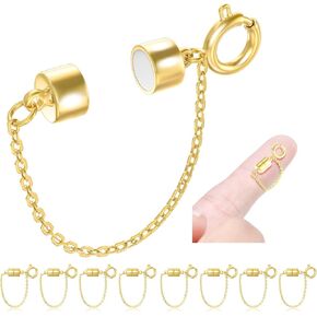 8Pcs Magnetic Bracelet Clasps and Closures with Safety Chain Never Fall Silver Bracelet Extender Converter Magnetic Clasps for Women