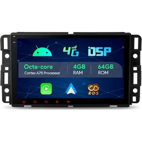 XTRONS Car Stereo for Chevy Silverado Chevrolet Tahoe GMC Sierra, Android 12 Octa Core 4GB+64GB Car Radio, 8 Inch IPS Touch Screen GPS Navigation for Car Bluetooth Head Unit DSP Car Play Android Auto