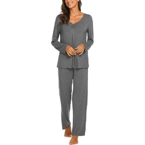 Ekouaer Women's Pajama Set Long Sleeve Pj Sets Two Piece Loungewear Soft Pajama Top and Pants Pjs Sleepwear