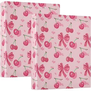 3 Ring Binder 1 Pack Cherry Coquette Binder with 2 Pockets Three Ring Binder with 1.5 inch Round Ring for School or Office Supplies