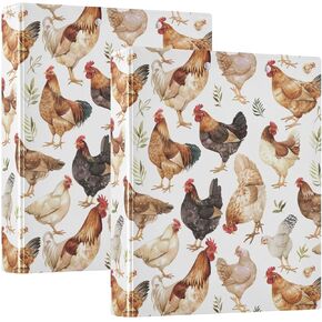 3 Ring Binder 1 Pack Various Chickens Binder with 2 Pockets Design Three Ring Binder with 1.5 inch Round Ring for School or Office Supplies