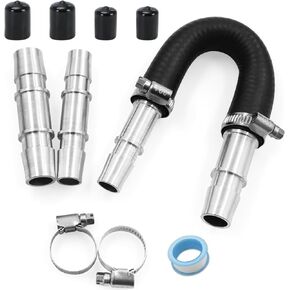 626-001 Upgrade Aluminum Engine Heater Core Bypass Kit with 5/8" 3/4" Hose Fit for Most Common Heater Hoses (with seal tape & cap)