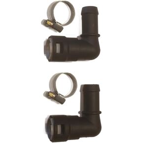 (Set of TWO) UPGRADED 800-418 Stronger than OEM Heater Core Coolant Hose Quick Disconnect 90 Degree Elbow Connector w/Clamp FITS: 3/4" Tube and 3/4" Heater Hose. FITS: Select Ford, GM Cars and Trucks
