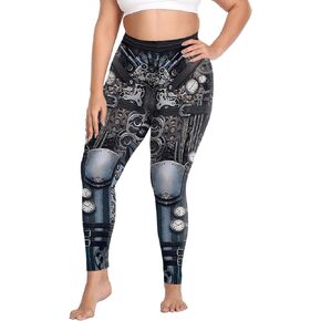 Women Steampunk Retro Leggings Comic Cosplay Punk Print Polyester Gothic Trousers Capris Pants XL-4XL Plus Size