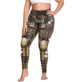 النساء Steampunk الرجعية طماق الهزلي تأثيري الشرير طباعة البوليستر القوطية بنطلون سراويل كابري XL-4XL حجم كبير
