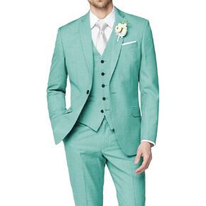 HUUTOE Men's 3 Piece Suits Slim Fit Wedding Groomsmen Prom Business Suit One Button Blazer Jacket Vest Pants Tuxedo Set