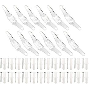 12pcs Blind Cord Cleats Transparent Window Cord Cleat Blind Cord Winders Safety Rope Cleats with Screws for Home Office Window Blinds Curtains Sun Shades Ropes (12)