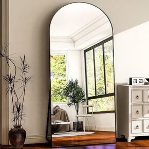 HARRITPURE 58"x18" Arched Full Length Mirror Free Standing Leaning Mirror Hanging Mounted Mirror Aluminum Frame Modern Simple Home Decor for Living Room Bedroom Cloakroom, Gold