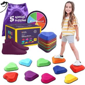 Special Supplies 10 Stepping Stones for Kids Indoor and Outdoor Balance Blocks Promote Coordination, Balance Strength Child Safe Rubber, Non-Slip Edging