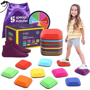 Special Supplies 10 Stepping Stones for Kids Indoor and Outdoor Balance Blocks Promote Coordination, Balance Strength Child Safe Rubber, Non-Slip Edging