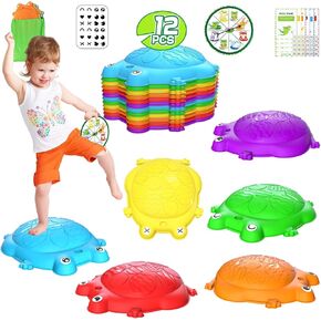 Stepping Stones for Kids, 8 Pcs Frog Non-Slip Balance Steps Stones Sensory Toys for Toddler Ages 3-5, Obstacle Course Coordination Game, Indoor Outdoor Yard Games for Boys Girls
