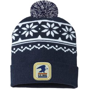 Mail Beanie Postal Embroidered Snowflake Beanie Xmas Post Office Hat