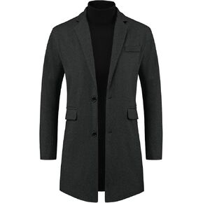 Lars Amadeus Herringbone Overcoats for Men's Classic Fit Single Breasted Winter Trench Coat