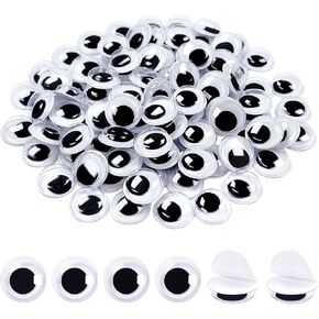 100 Pcs Plastic Self Adhesive Wiggle Eyes Black Round Wiggle Eyes for Party Decorations and Crafts Making (6mm)