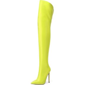 ROSERWISH Women's Thigh High Boots Over The Knee Boots Pointed Toe Stiletto Heels Sexy Fall Long Boots with Zipper Comfy Fashion Dress Shoes